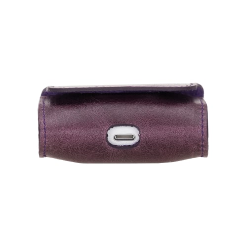 Luxury Purple Leather Apple AirPods Pro Bag Cover Case with Magnetic Closure - Bomonti - 3
