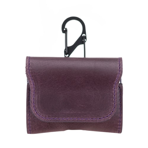 Luxury Purple Leather Apple AirPods Pro Bag Cover Case with Magnetic Closure - Bomonti - 1