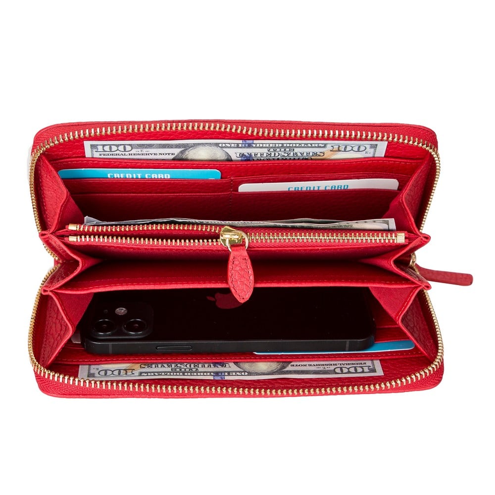 Luxury Red Leather Women’s Minimalist Clutch Purse - Bomonti - 5