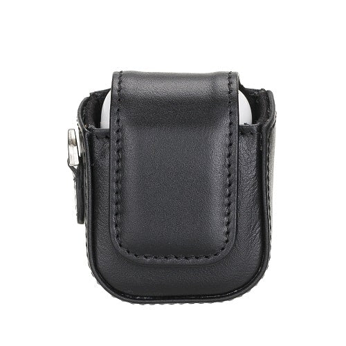 Luxury Tan Black Leather Apple AirPods Bag Cover Case with Side Hooks - Bomonti - 1
