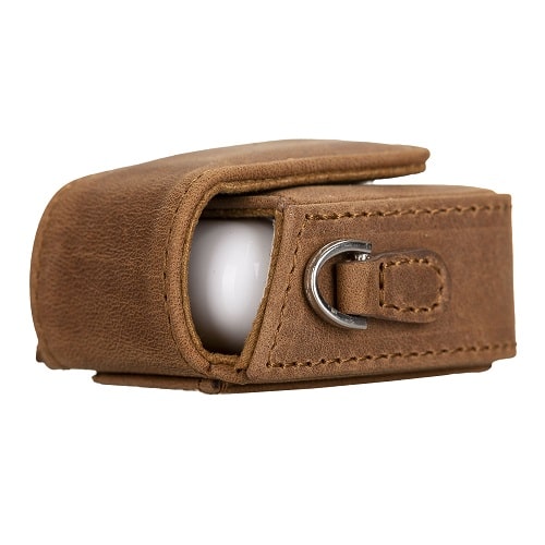Luxury Tan Brown Leather Apple AirPods Bag Cover Case with Side Hooks - Bomonti - 7