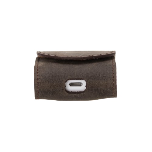 Luxury Tan Brown Leather Apple AirPods Bag Cover Case with Magnetic Closure - Bomonti - 3