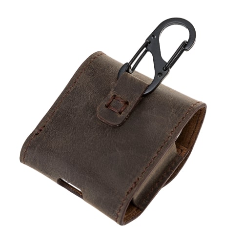 Luxury Tan Brown Leather Apple AirPods Bag Cover Case with Magnetic Closure - Bomonti - 4