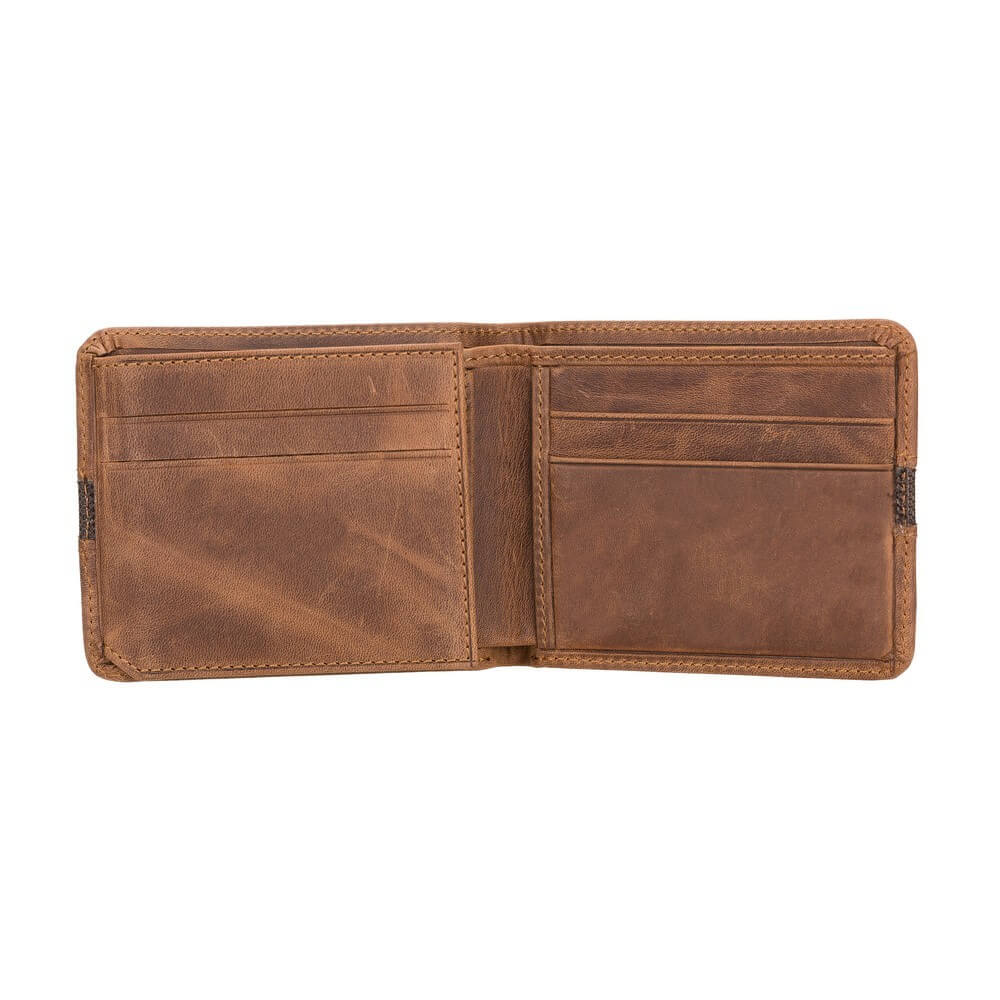 Luxury Vintage Brown Leather Trifold Men's Card Holder Wallet with ID Window - Bomonti - 3