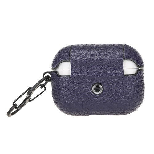 Luxury Violet Leather Apple AirPods Flip Cover Case with Side Hook 3rd Generation - Bomonti - 2