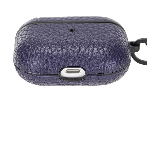 Luxury Violet Leather Apple AirPods Flip Cover Case with Side Hook 3rd Generation - Bomonti - 5