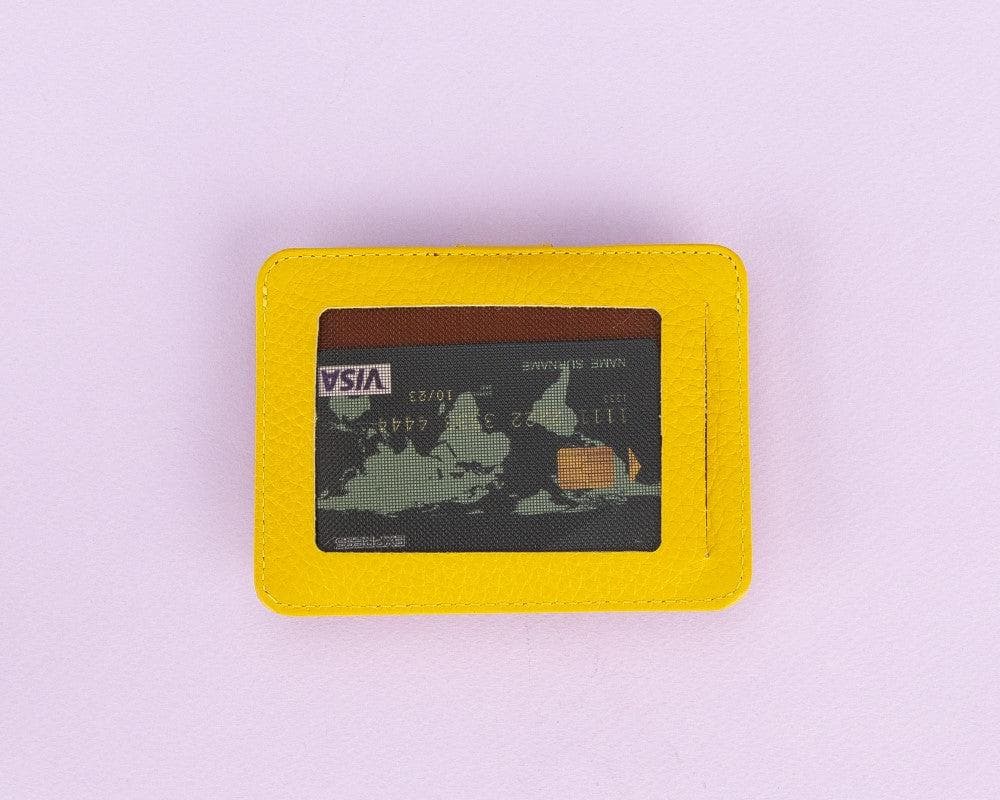 Luxury Yellow Leather Bifold Card Holder with Snap Closure - Bomonti - 1
