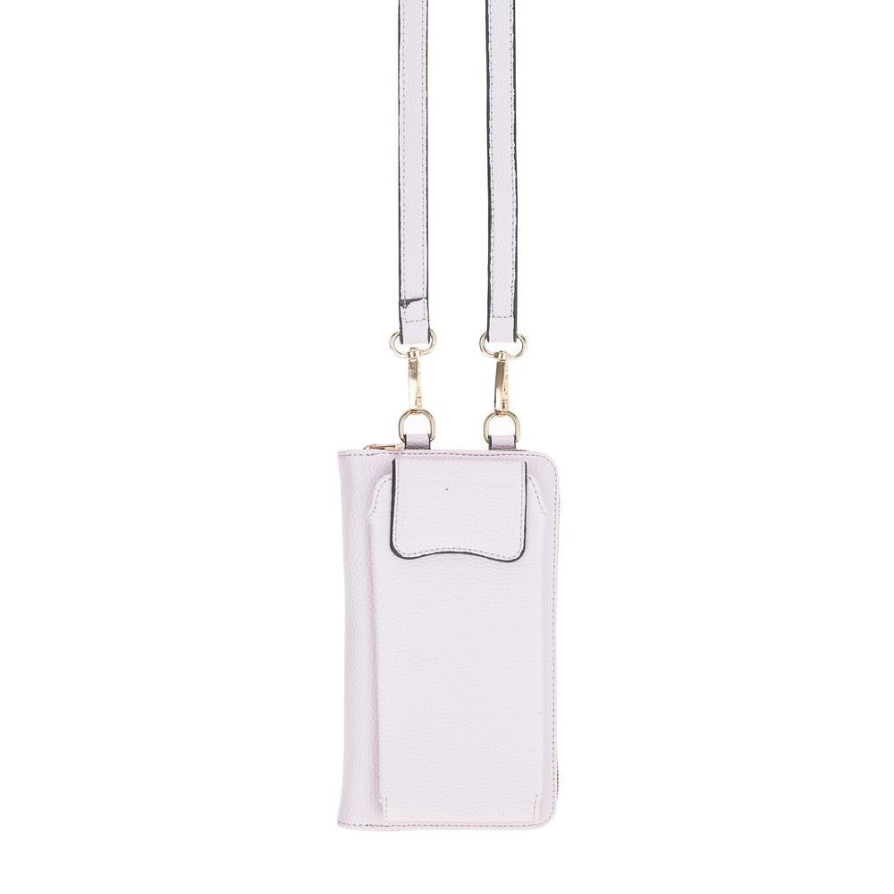 Pebble Pink Leather Shoulder Pouch with Strap - Bomonti - 1