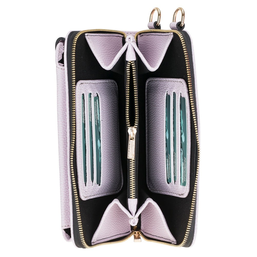 Pebble Pink Leather Shoulder Pouch with Strap - Bomonti - 2