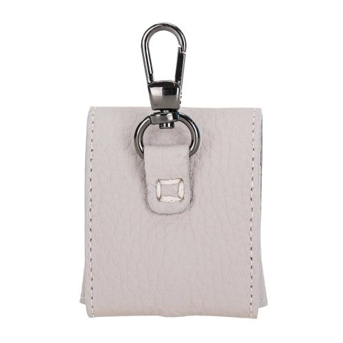 Luxury Beige Leather Apple AirPods Cover Bag Case with Button Closure - Bomonti - 2