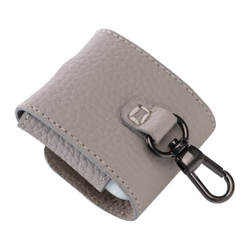 Luxury Beige Leather Apple AirPods Cover Bag Case with Button Closure - Bomonti - 5