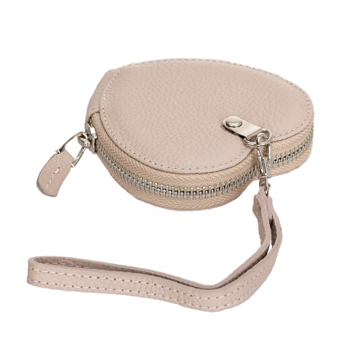 Luxury Beige Leather Apple AirPods Cover Valentine Case with Zip Closure - Bomonti - 3