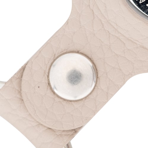 Luxury Beige Leather Apple AirTag Cover Case and Holder with Keychain Ring - Bomonti - 4