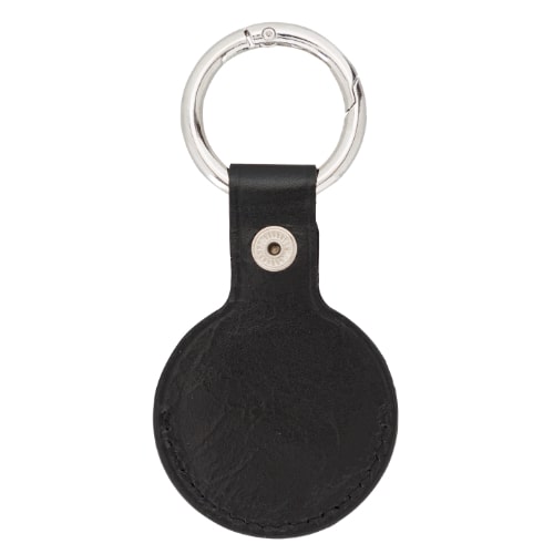 Luxury Black Leather Apple AirTag Cover Case and Holder with Keychain Ring - Bomonti - 2