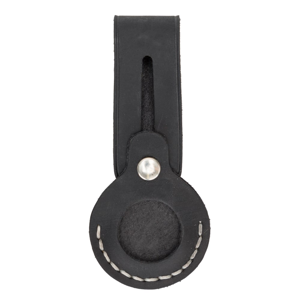 Luxury Black Leather Apple AirTag Luggage Tag Cover Case Holder - Bomonti - 1