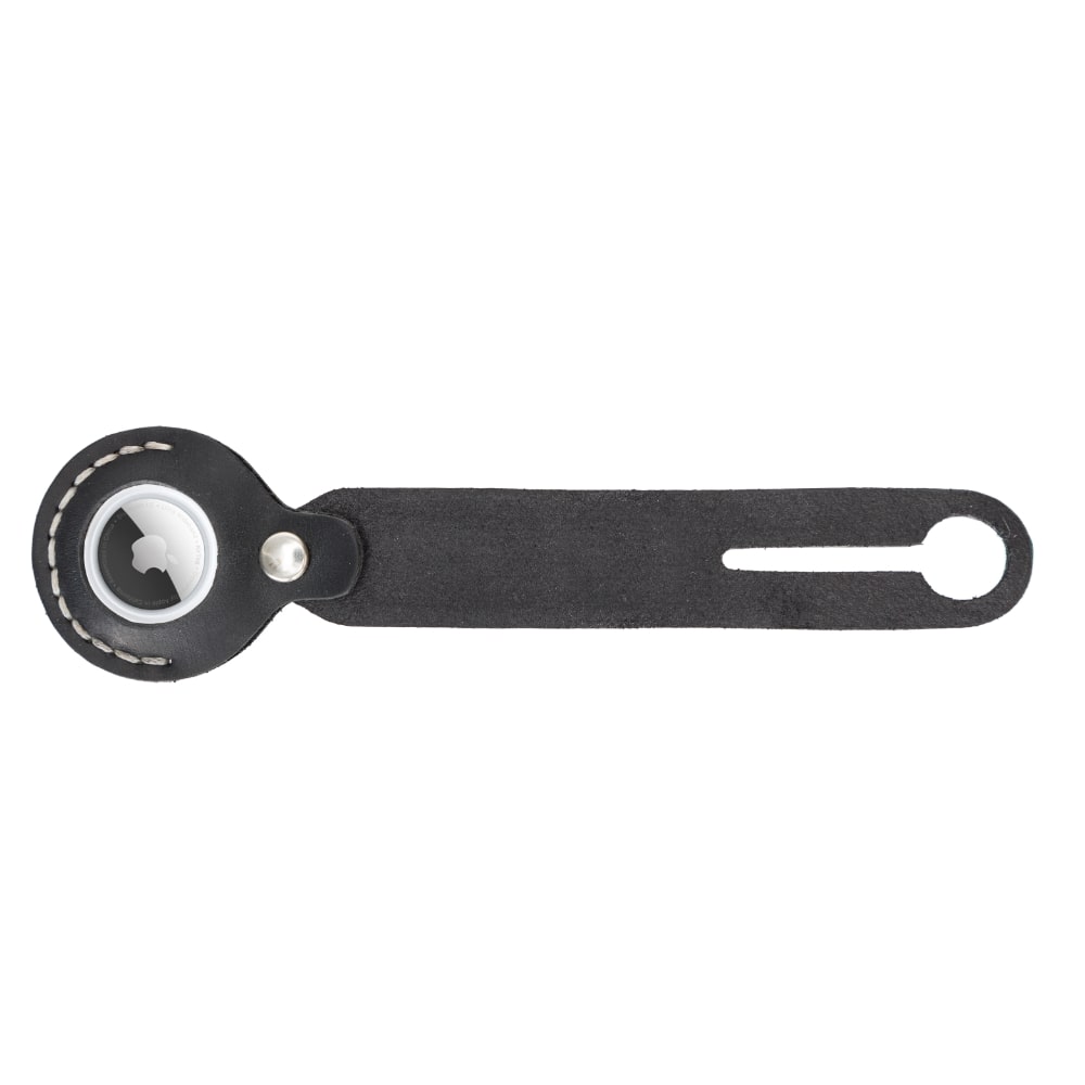 Luxury Black Leather Apple AirTag Luggage Tag Cover Case Holder - Bomonti - 5