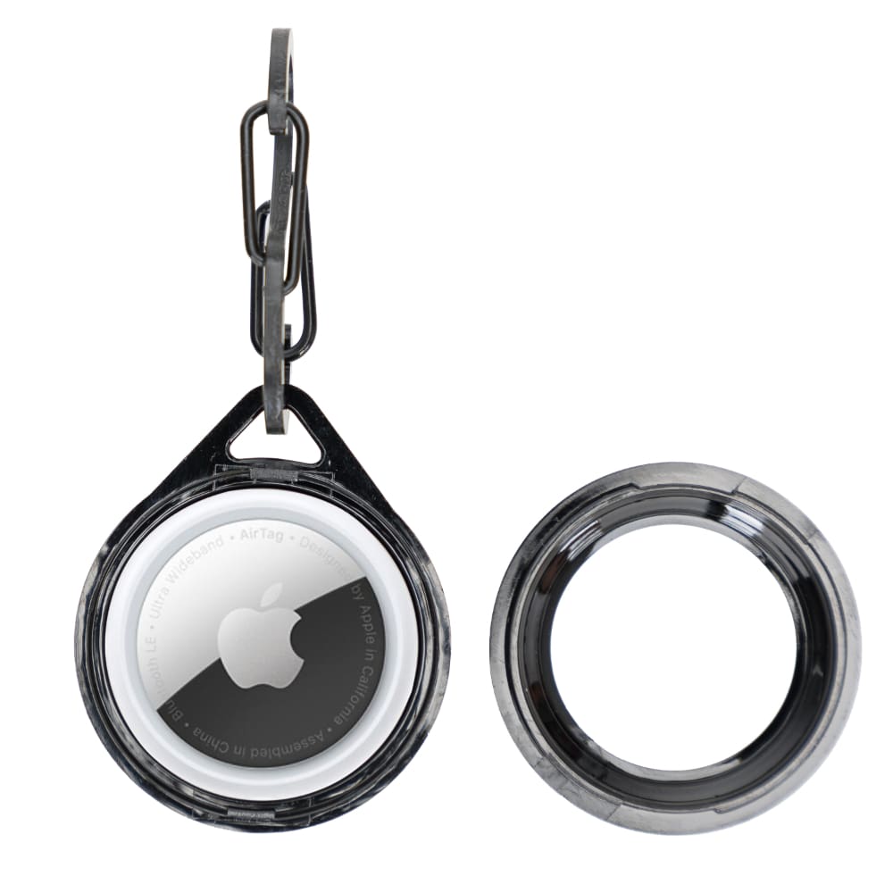 Luxury Black Leather Apple AirTag Luggage Tag Cover Case Holder with Chain - Bomonti - 4