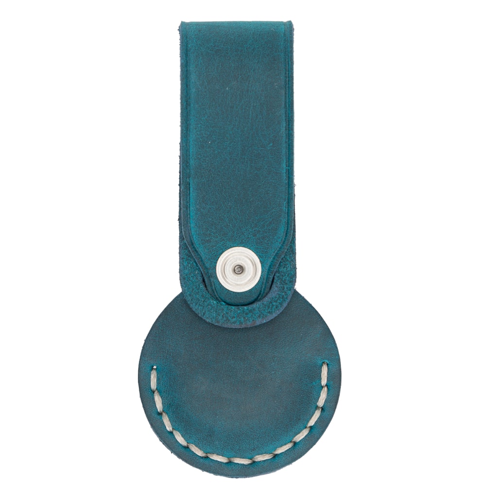 Luxury Blue Leather Apple AirTag Luggage Tag Cover Case Holder - Bomonti - 2