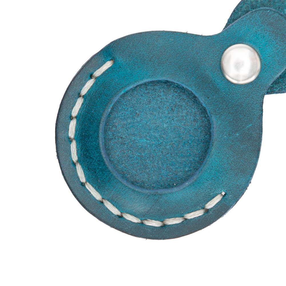 Luxury Blue Leather Apple AirTag Luggage Tag Cover Case Holder - Bomonti - 6