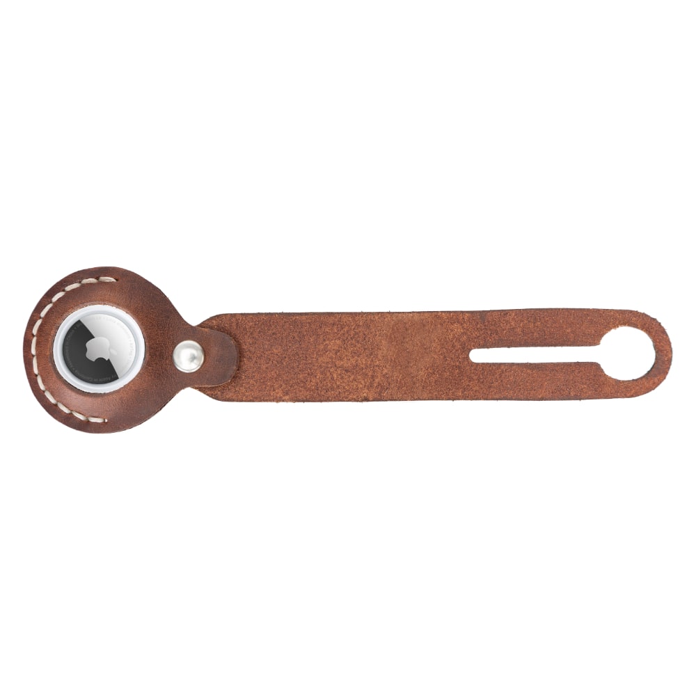 Luxury Brown Leather Apple AirTag Luggage Tag Cover Case Holder - Bomonti - 5