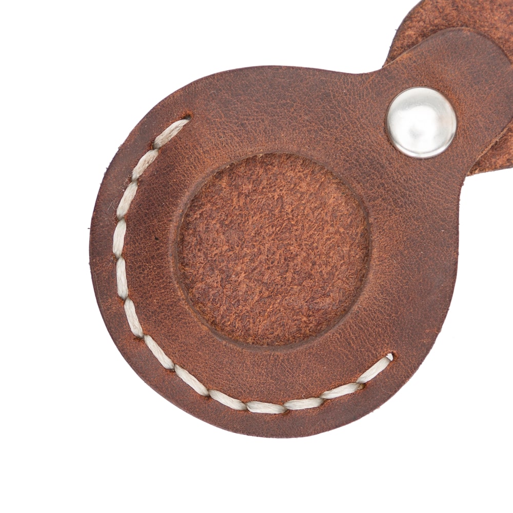 Luxury Brown Leather Apple AirTag Luggage Tag Cover Case Holder - Bomonti - 6