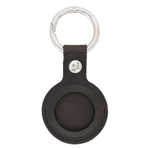 Luxury Dark Brown Leather Apple AirTag Cover Case and Holder with Keychain Ring - Bomonti - 1
