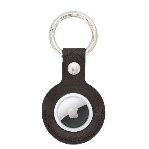 Luxury Dark Brown Leather Apple AirTag Cover Case and Holder with Keychain Ring - Bomonti - 3