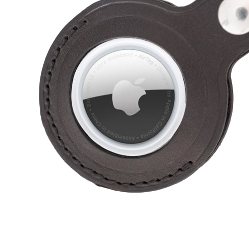 Luxury Dark Brown Leather Apple AirTag Cover Case and Holder with Keychain Ring - Bomonti - 5