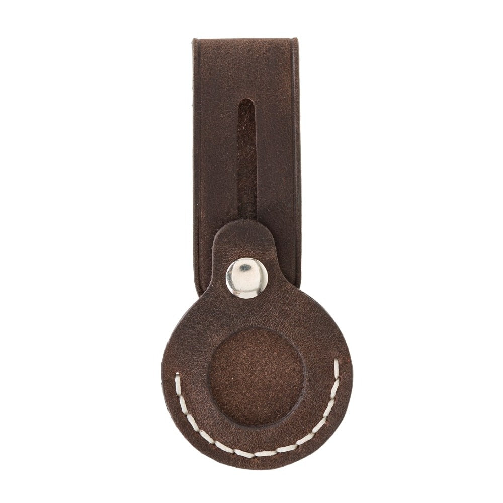 Luxury Dark Brown Leather Apple AirTag Luggage Tag Cover Case Holder - Bomonti - 1