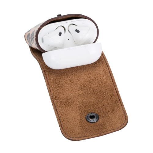 Luxury Leopard Leather Apple AirPods Cover Bag Case with Button Closure - Bomonti - 4