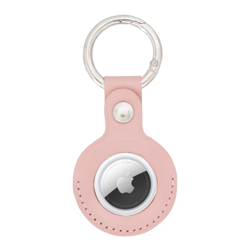 Luxury Pink Leather Apple AirTag Cover Case and Holder with Keychain Ring - Bomonti - 3