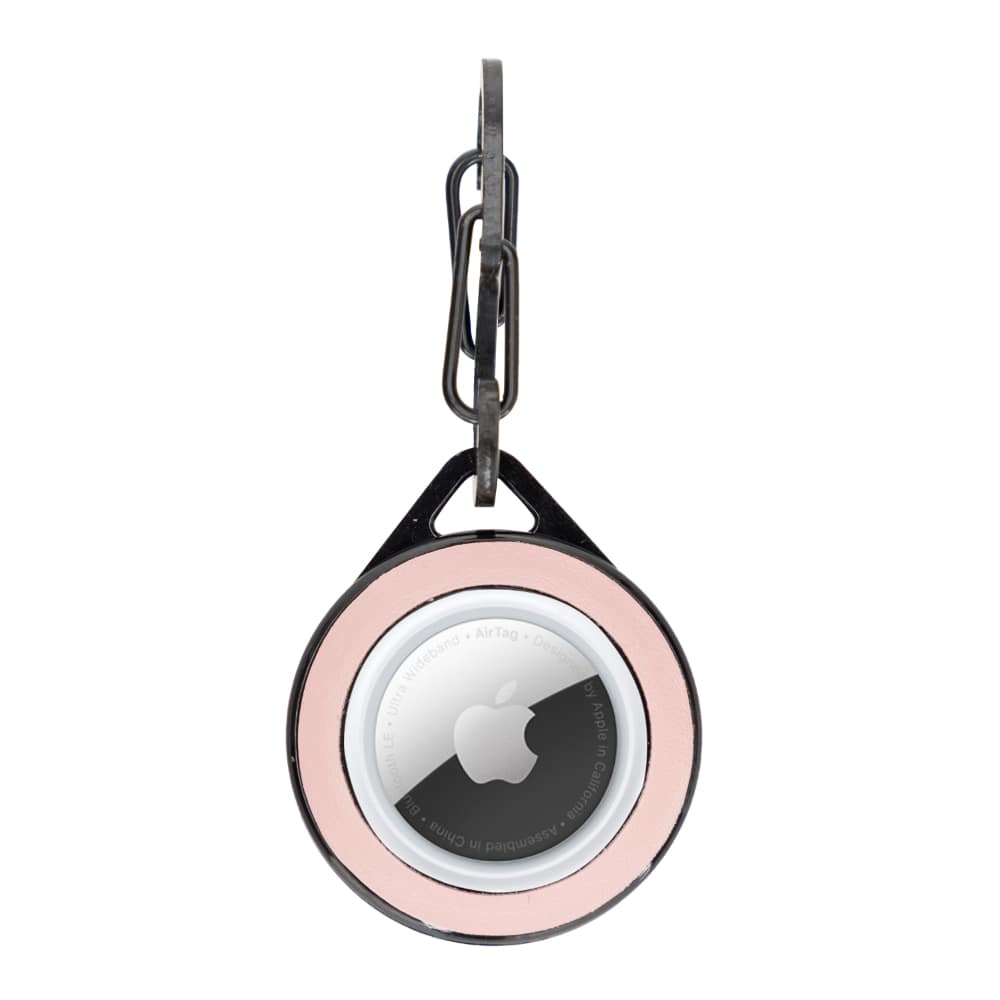 Luxury Pink Leather Apple AirTag Luggage Tag Cover Case Holder with Chain - Bomonti - 3