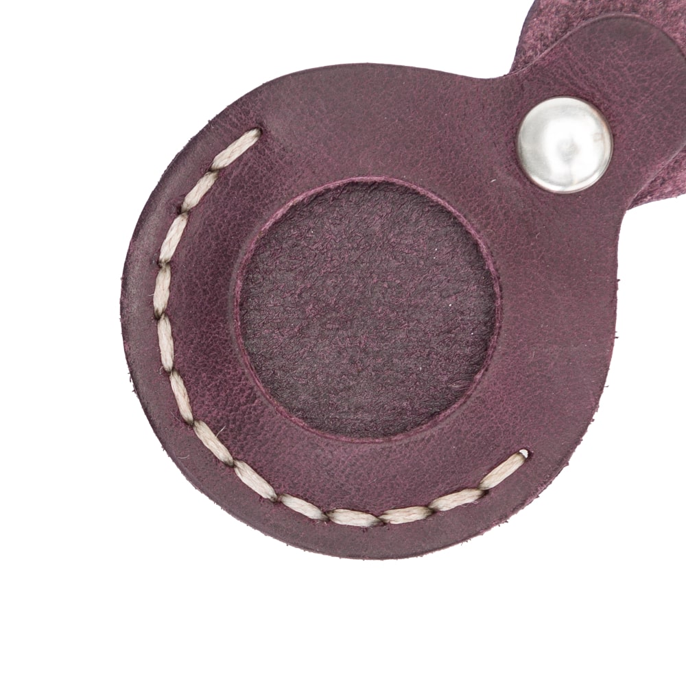 Luxury Purple Leather Apple AirTag Luggage Tag Cover Case Holder - Bomonti - 6