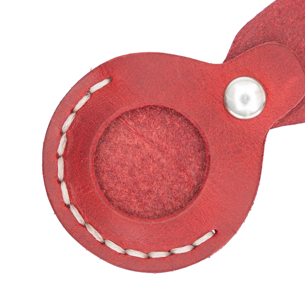 Luxury Red Leather Apple AirTag Luggage Tag Cover Case Holder - Bomonti - 6