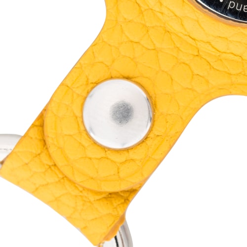 Luxury Yellow Leather Apple AirTag Cover Case and Holder with Keychain Ring - Bomonti - 4
