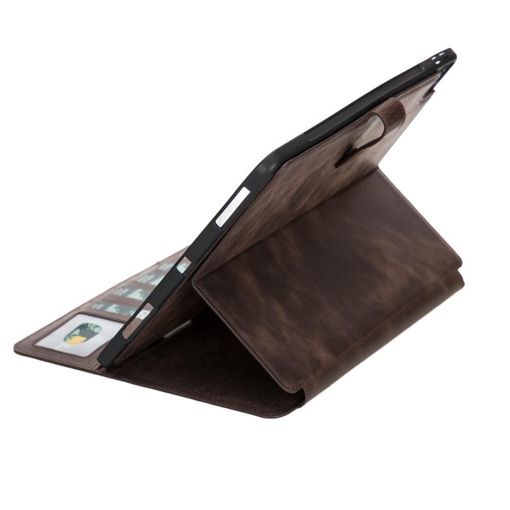 Tan Brown Leather iPad Pro 12.9 Inc Smart Folio Case with Apple Pen Holder - Bomonti - 6