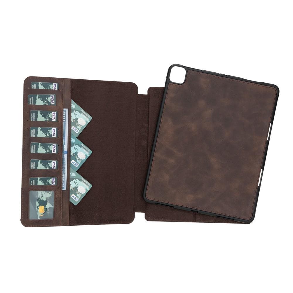 Tan Brown Leather iPad Pro 12.9 Inc Smart Folio Case with Apple Pen Holder - Bomonti - 8