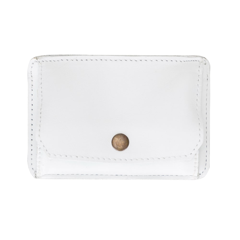 White Leather Minimalist Coin Wallet Purse - Bomonti - 1
