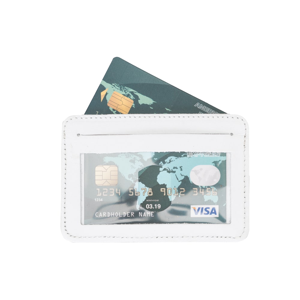 White Leather Minimalist Coin Wallet Purse - Bomonti - 5