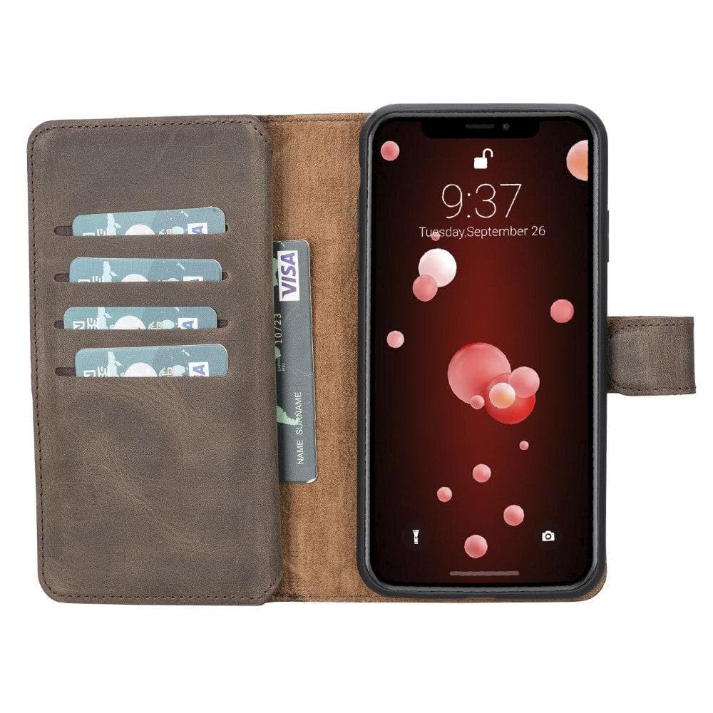 Apple iPhone X Series Detachble Double Leather Wallet Case / DMW Bomonti