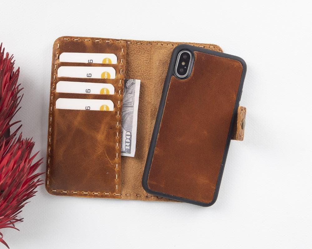 Apple iPhone X Series Leather Wallet Case / Adel iPhone XS Max / Antic Tan Bomonti