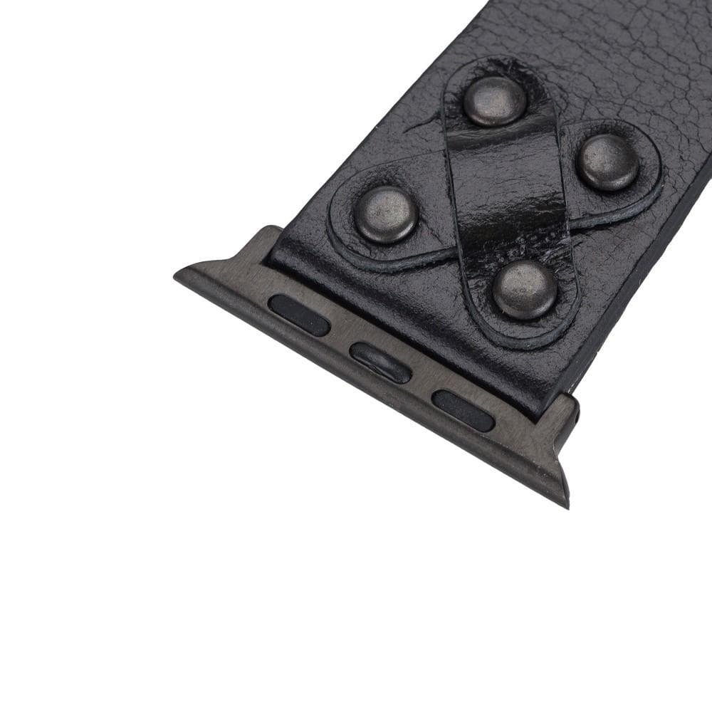 B2B - Leather Apple Watch Bands / Cross Style with Black Trok Bomonti