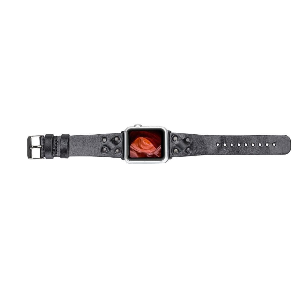 B2B - Leather Apple Watch Bands / Cross Style with Black Trok Bomonti