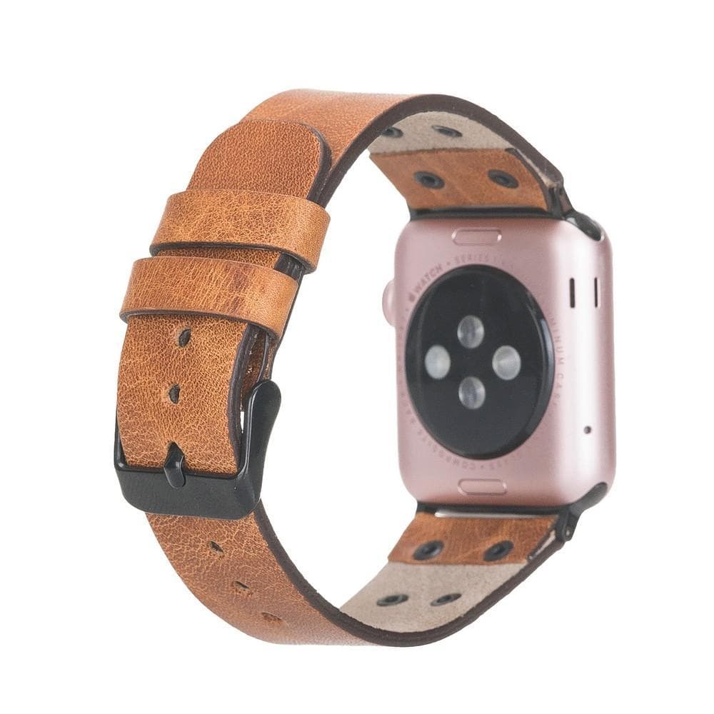 B2B - Leather Apple Watch Bands / Cross Style with Black Trok Bomonti
