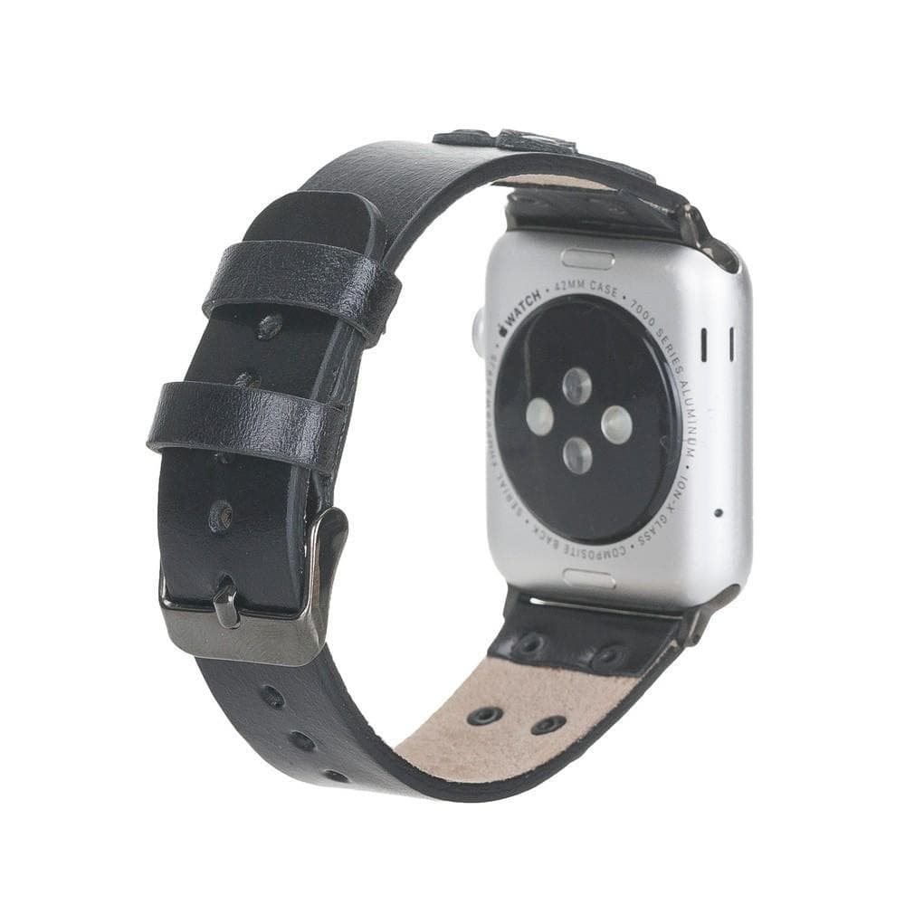 B2B - Leather Apple Watch Bands / Cross Style with Black Trok Bomonti