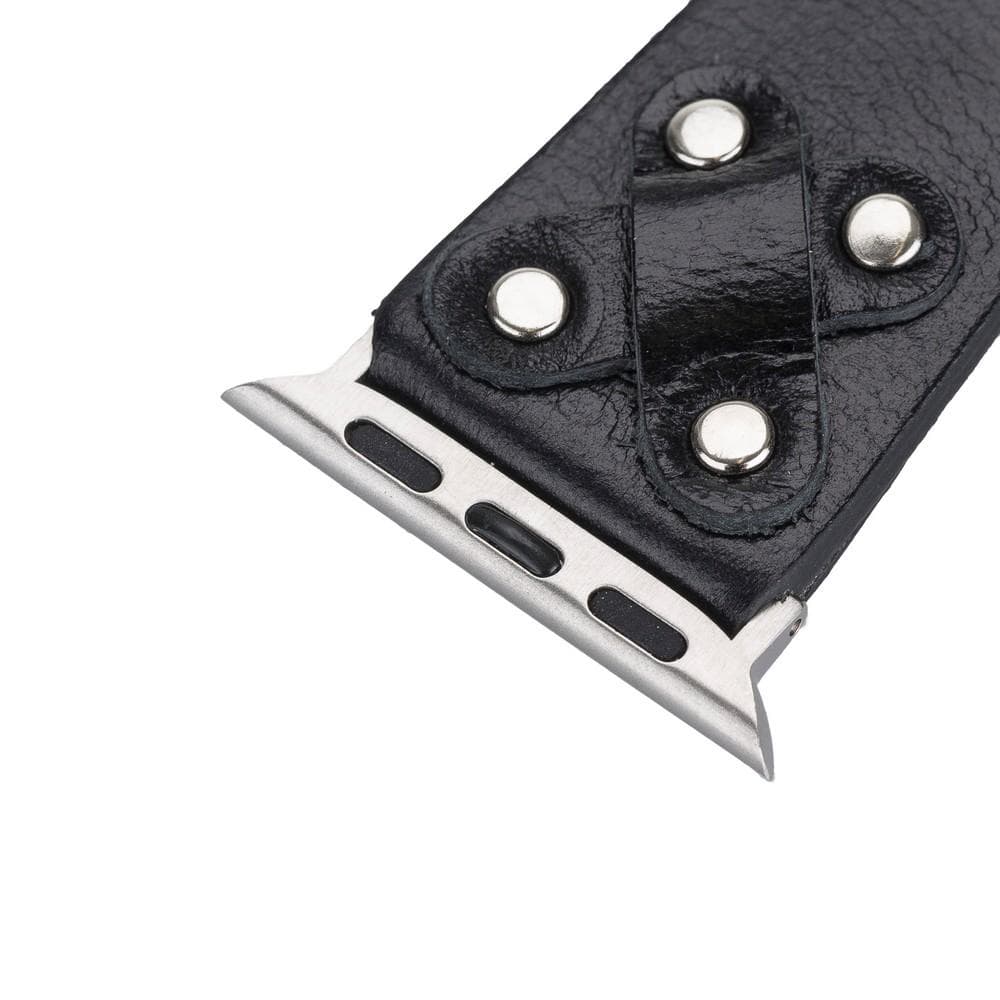 B2B - Leather Apple Watch Bands / Cross Style with Silver Trok Bomonti