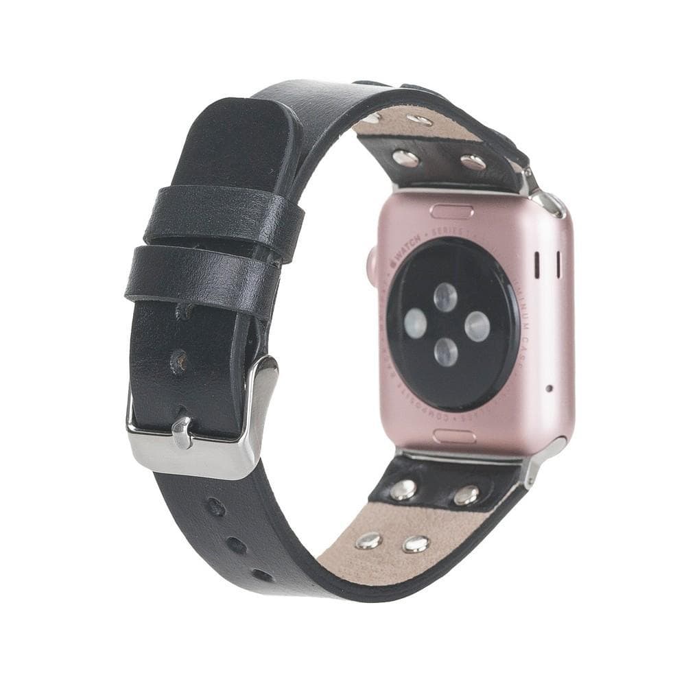 B2B - Leather Apple Watch Bands / Cross Style with Silver Trok Bomonti