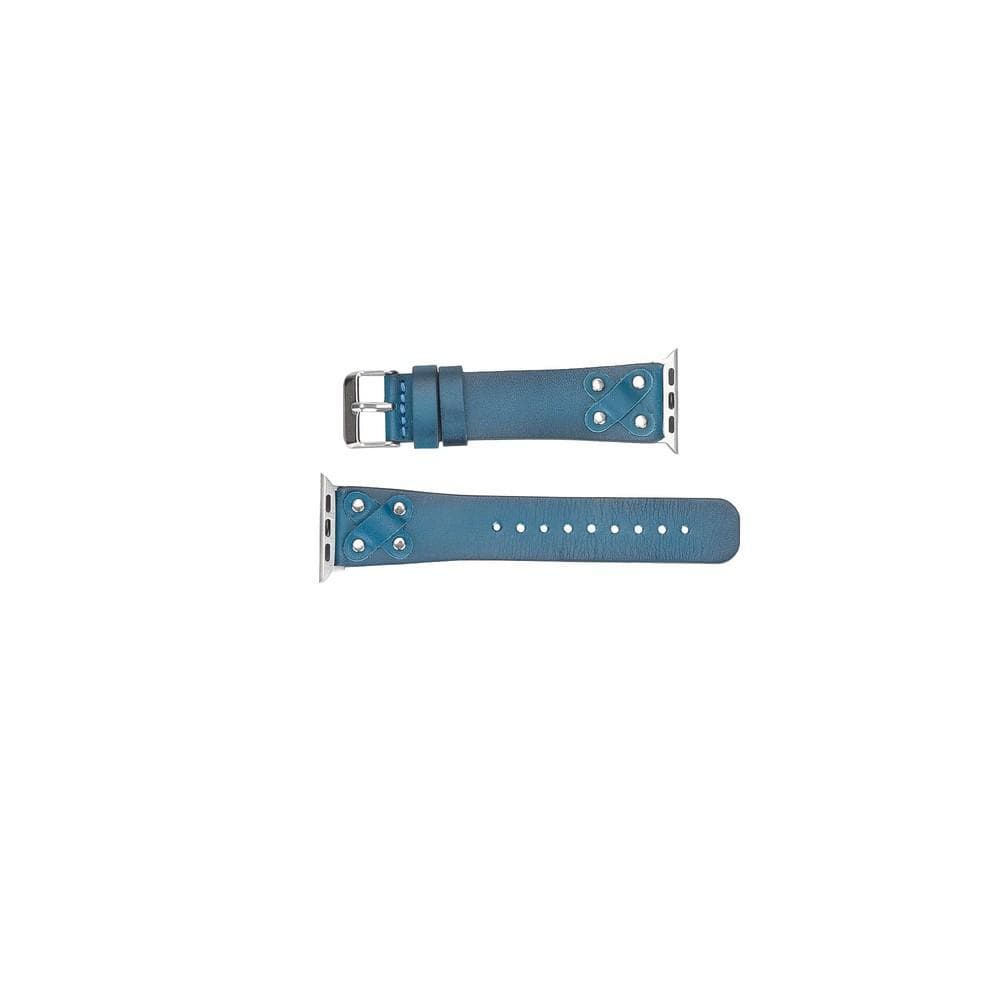 B2B - Leather Apple Watch Bands / Cross Style with Silver Trok Bomonti