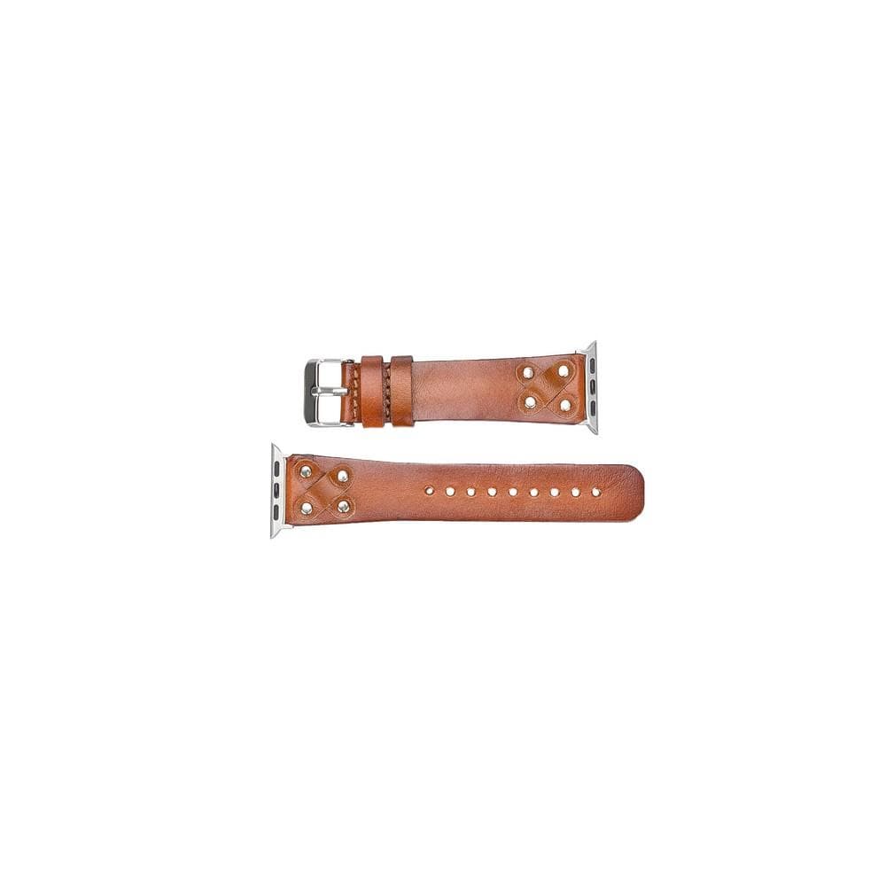 B2B - Leather Apple Watch Bands / Cross Style with Silver Trok Bomonti