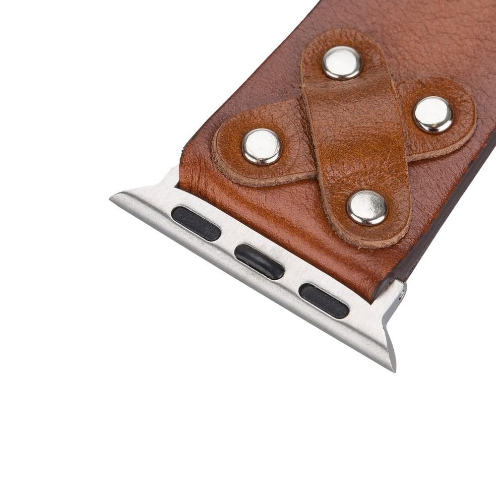 B2B - Leather Apple Watch Bands / Cross Style with Silver Trok Bomonti